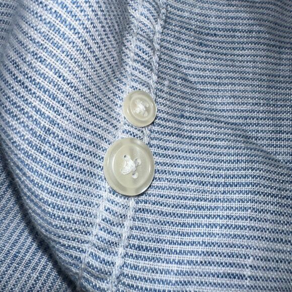 Abercrombie & Fitch Men's Large 100% Linen Shirt Blue Striped Summer Style - Picture 7 of 10